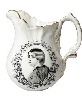 RARE Antique Foley Wileman Evangeline Creamer Victorian England 1890s Gold Trim